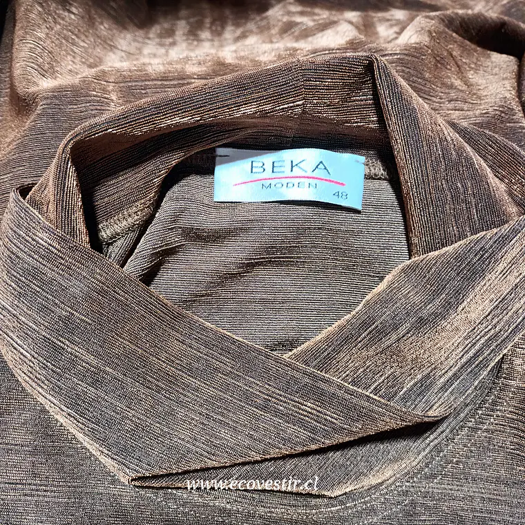 Blusa Mujer Cuello Alto Cafe Dorado Beka Talla 48 5