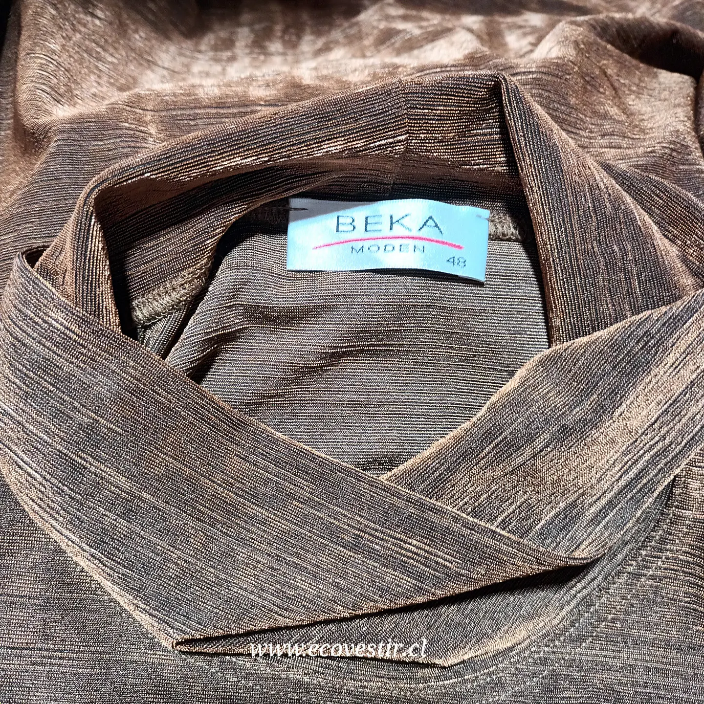 Blusa Mujer Cuello Alto Cafe Dorado Beka Talla 48 5
