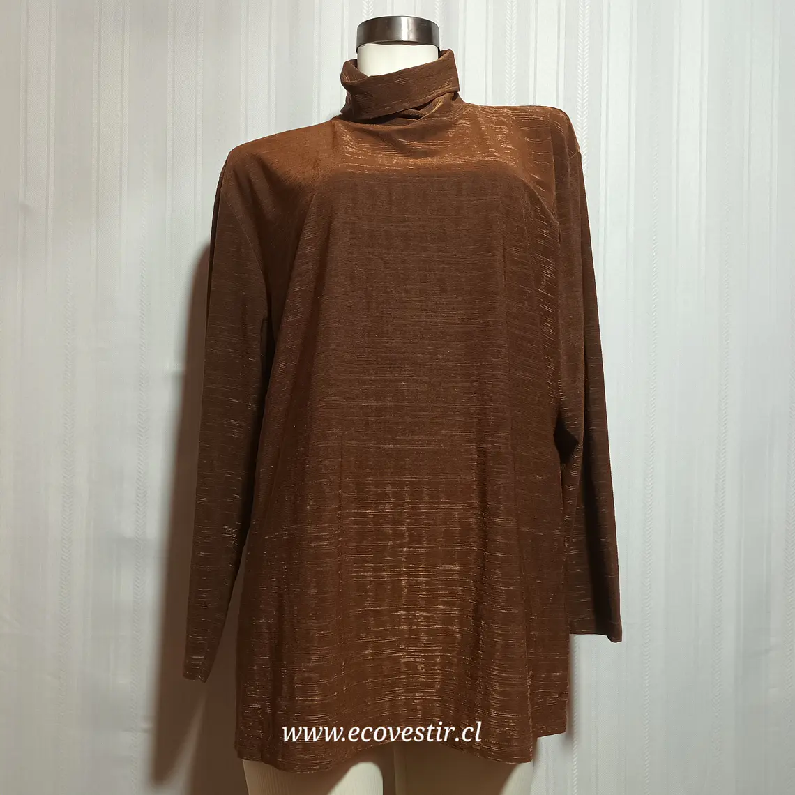 Blusa Mujer Cuello Alto Cafe Dorado Beka Talla 48 2