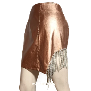 Falda Say What Metalizada Cobriza con Piedras Brillantes – XL 