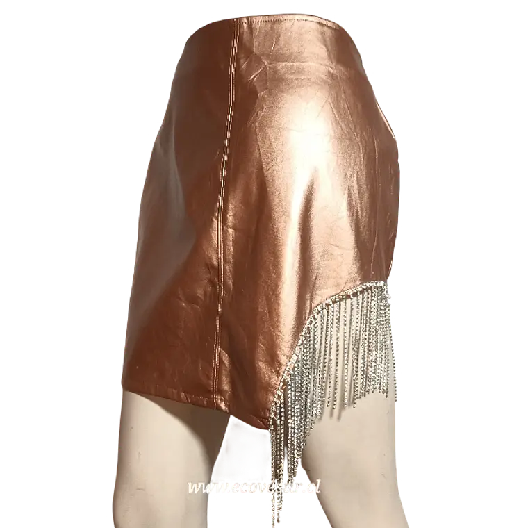Falda Say What Metalizada Cobriza con Piedras Brillantes – XL  1