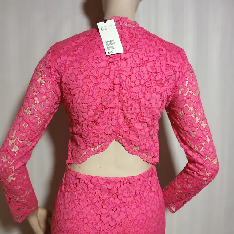 Vestido Mujer Encaje Fucsia H&M Talla 36 6