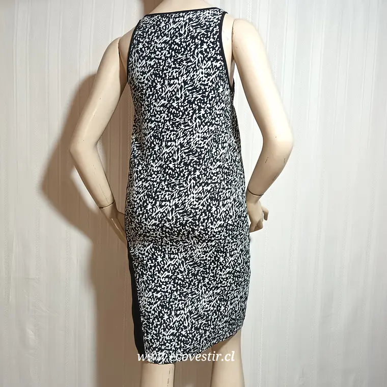 Vestido Mujer Estampado BLanco Negro Mango Talla XS 4