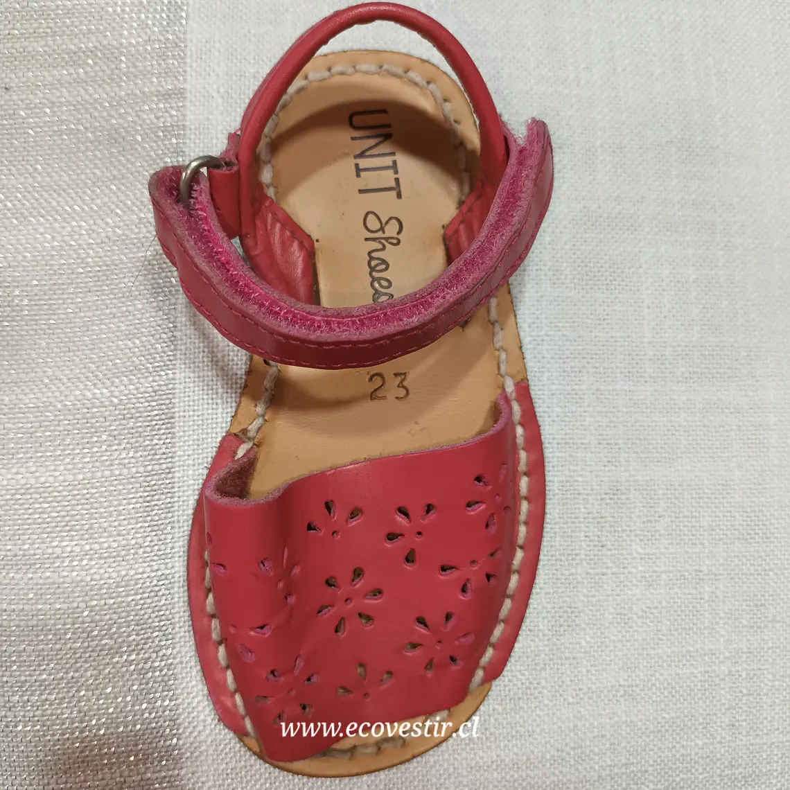 Sandalia Niña Cuero UNIT shoes Rosa Fucsia Talla 23 4