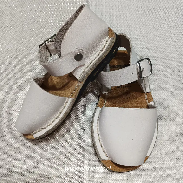 Sandalia Niño Cuero Casas Blanco Talla 18 2
