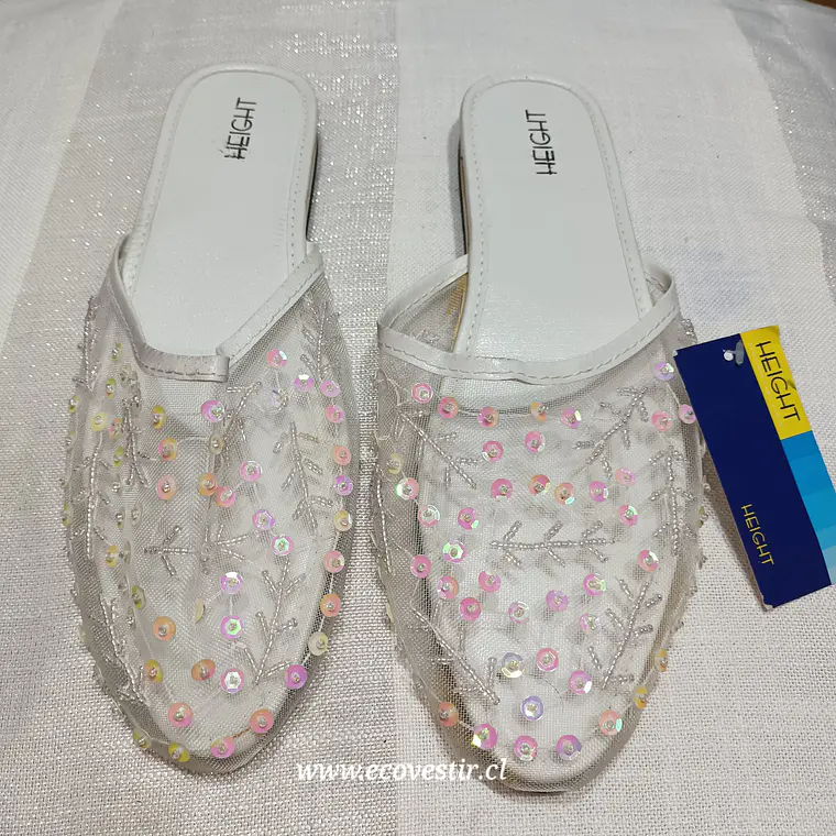 Babucha Mujer Blanca de Malla con Lentejuelas HEIGTH Talla 39 1