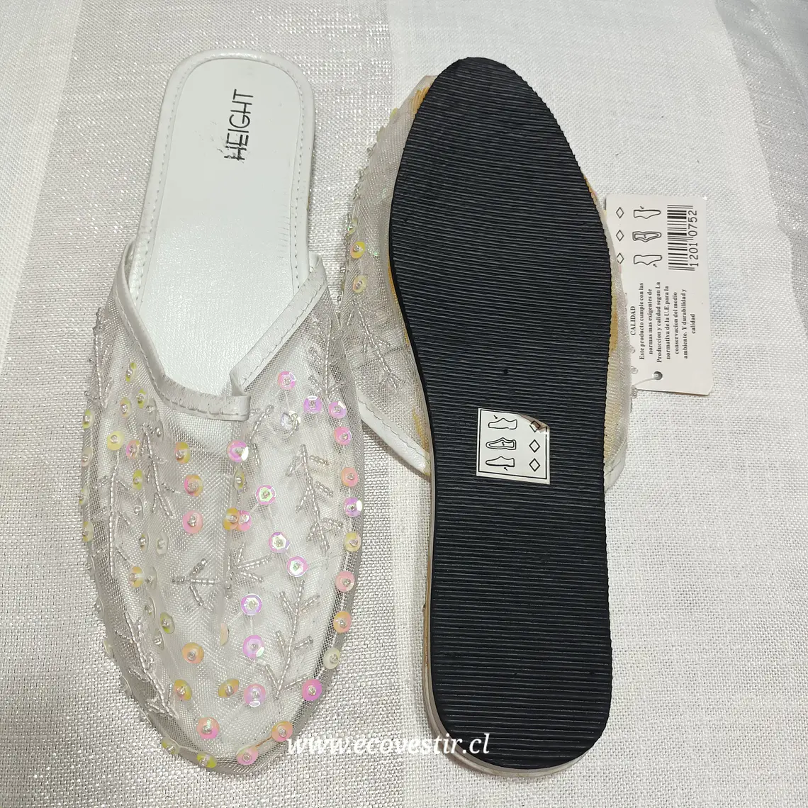 Babucha Mujer Blanca de Malla con Lentejuelas HEIGTH Talla 39 2