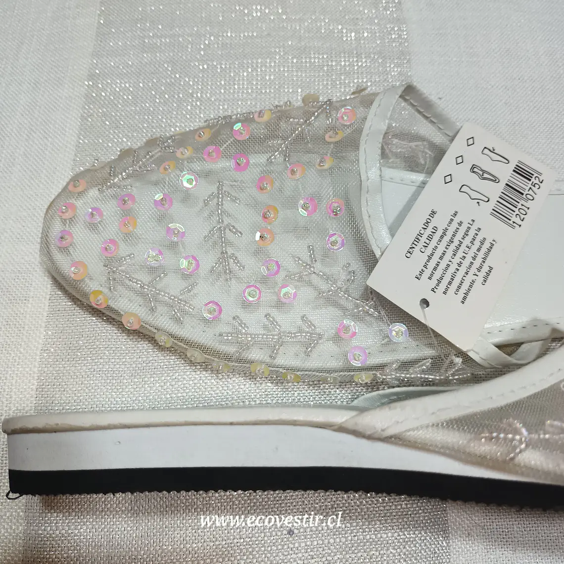 Babucha Mujer Blanca de Malla con Lentejuelas HEIGTH Talla 39 3
