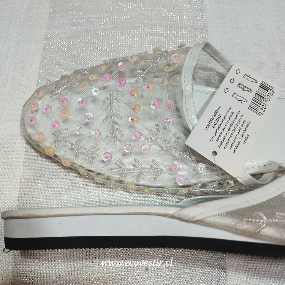 Babucha Mujer Blanca de Malla con Lentejuelas HEIGTH Talla 39 3