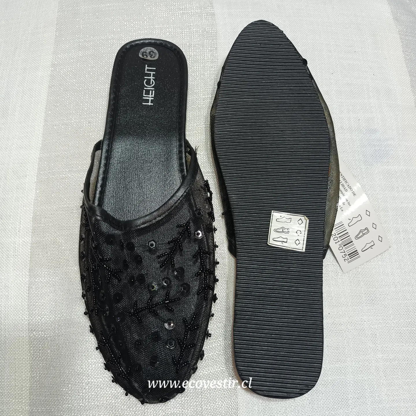 Babucha Mujer Negro de Malla con Lentejuelas HEIGTH Talla 39 2
