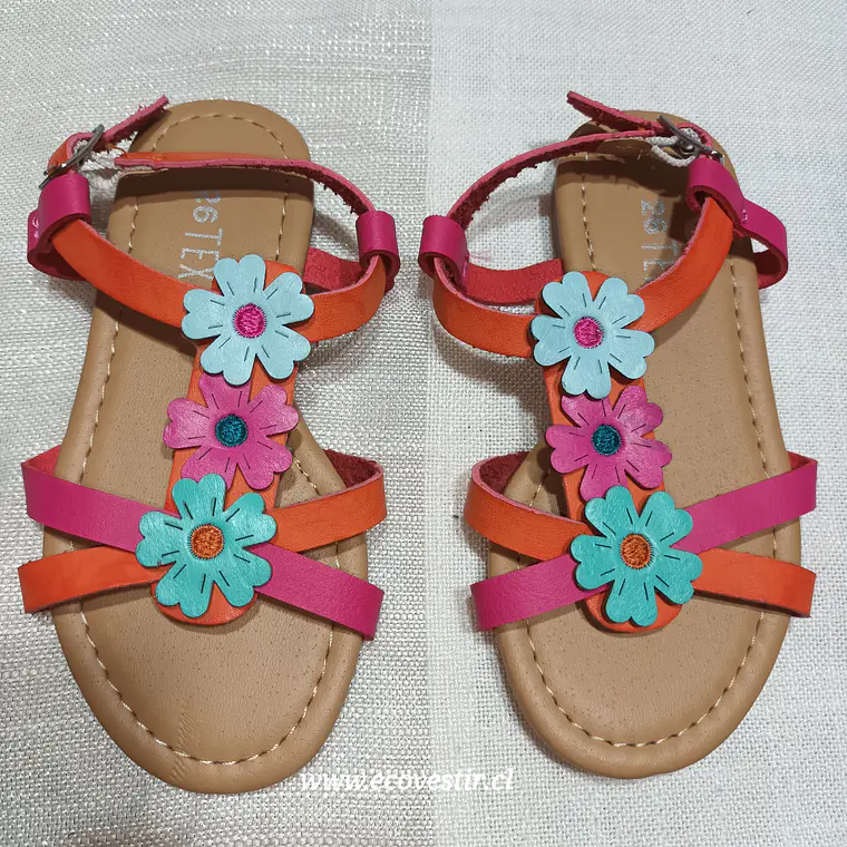 Chala Niña flores Rosadas y Celeste Tex Talla 26 1
