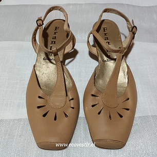 Sandalia Mujer Cuero Café Frank & Co Desing Talla 38
