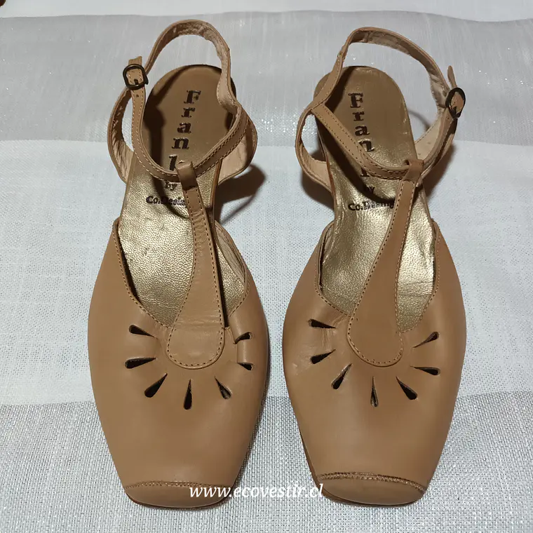 Sandalia Mujer Cuero Café Frank & Co Desing Talla 38 1
