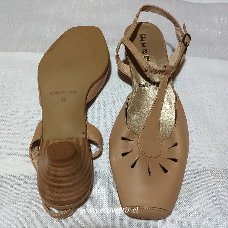 Sandalia Mujer Cuero Café Frank & Co Desing Talla 38 3