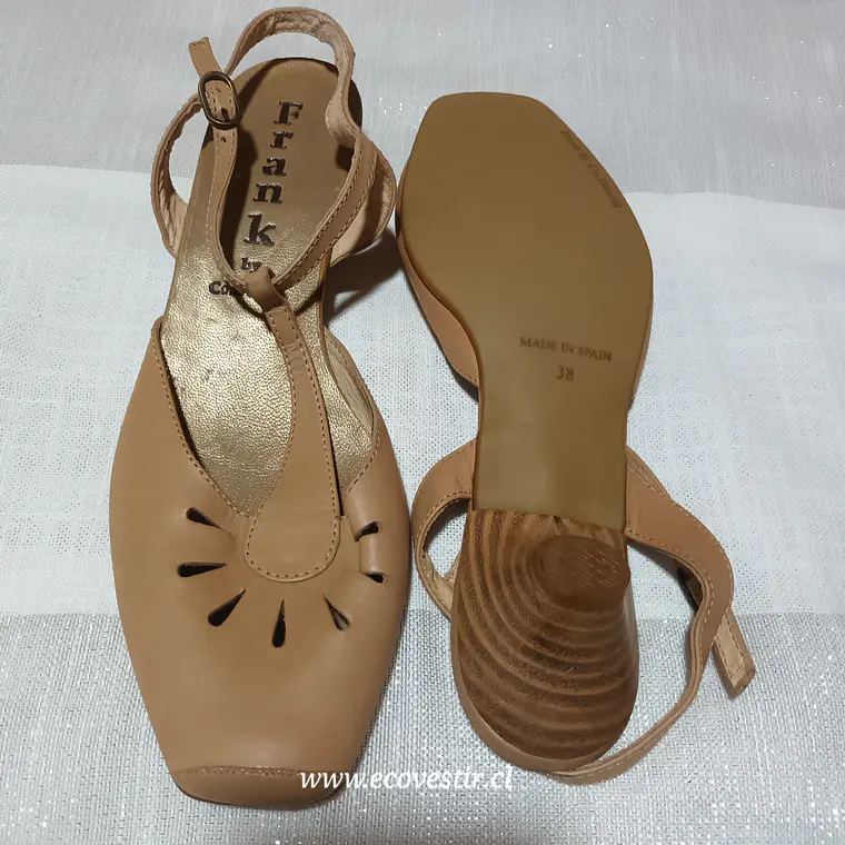 Sandalia Mujer Cuero Café Frank & Co Desing Talla 38 2