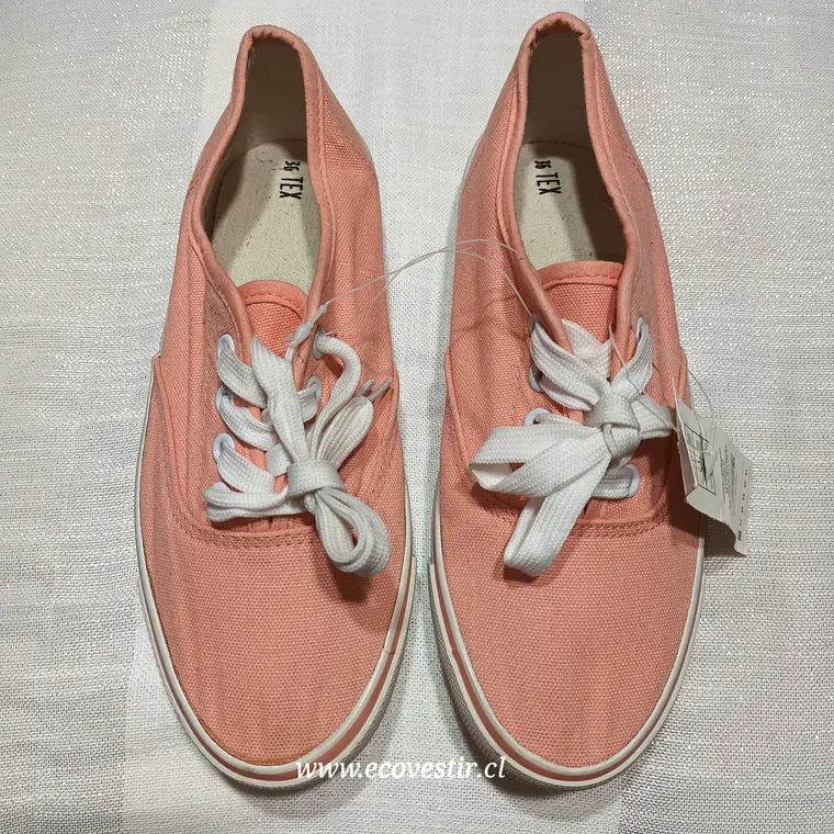 Zapatilla Mujer Lona Rosado Salmón Tex Talla 36 1