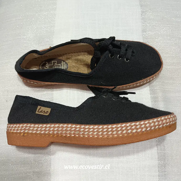 Alpargata Mujer Cordones Negro Laro Talla 36  2