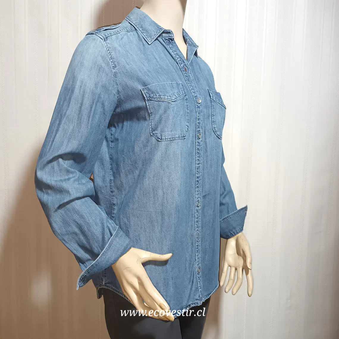 Blusa Mujer Denim  Express Azul Talla S 2