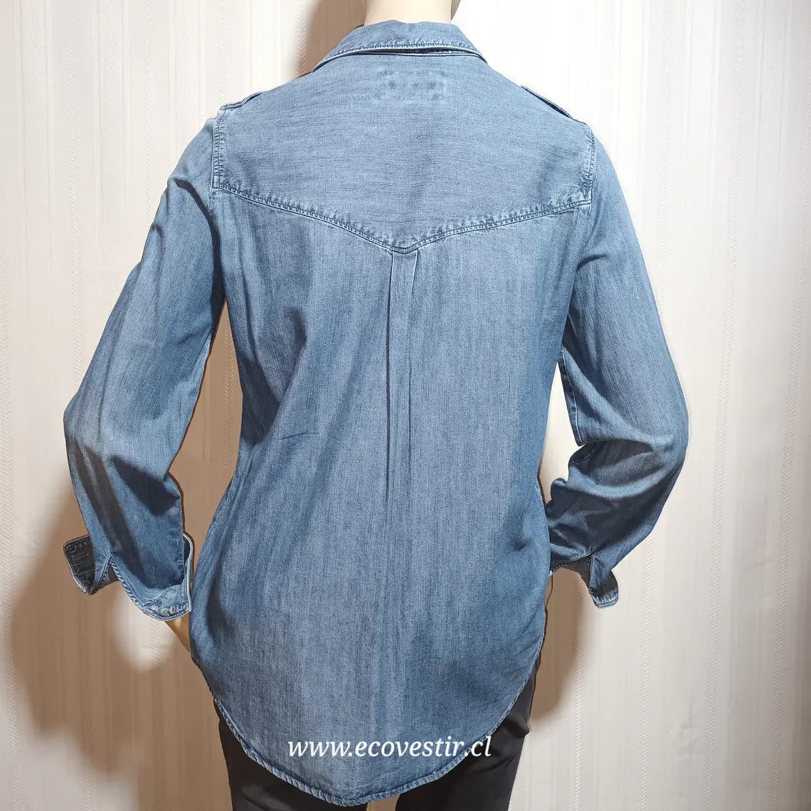 Blusa Mujer Denim  Express Azul Talla S 4