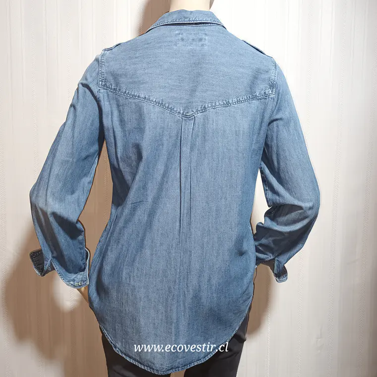 Blusa Mujer Denim  Express Azul Talla S 4