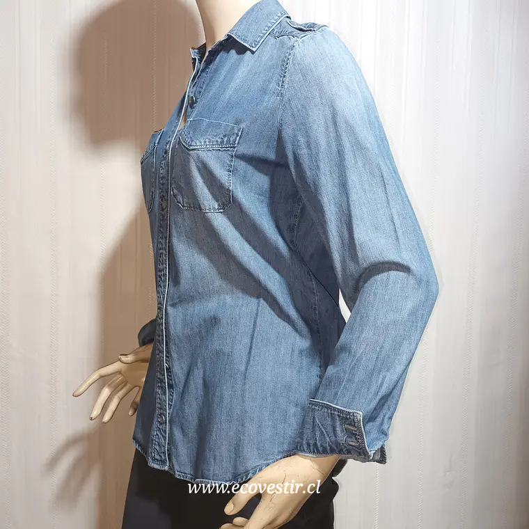 Blusa Mujer Denim  Express Azul Talla S 3