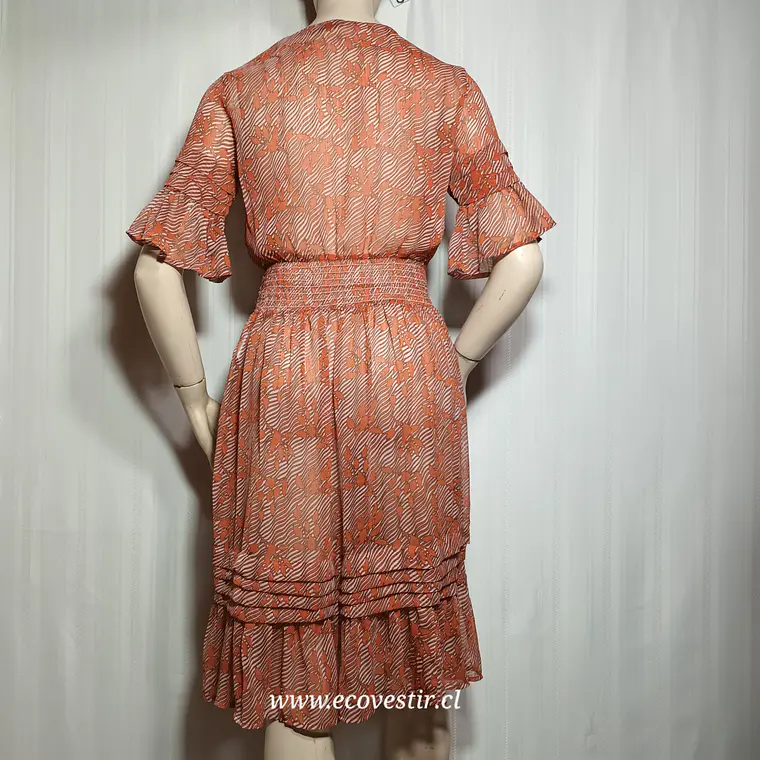 Vestido Mujer Midi Translúcido Terracota Yasholia Talla XS 4