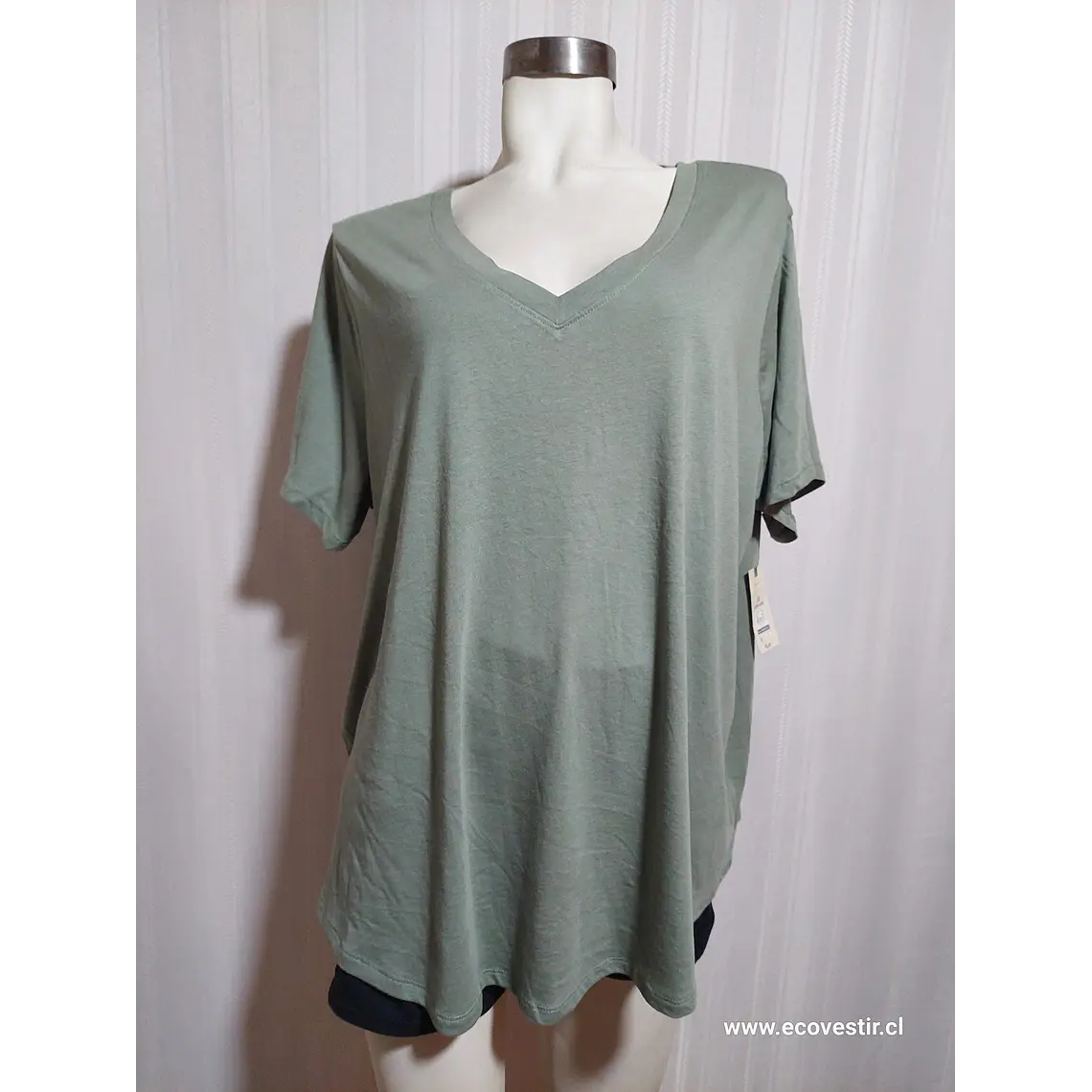 Polera Manga Corta Verde Terra & Sky Talla 2X 3