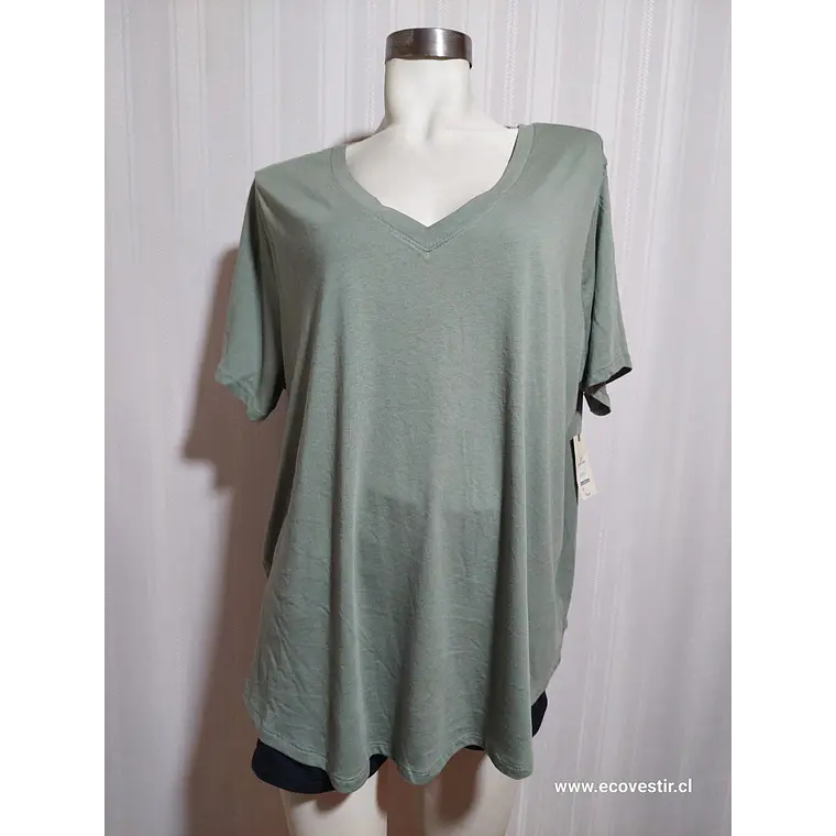 Polera Manga Corta Verde Terra & Sky Talla 2X 3