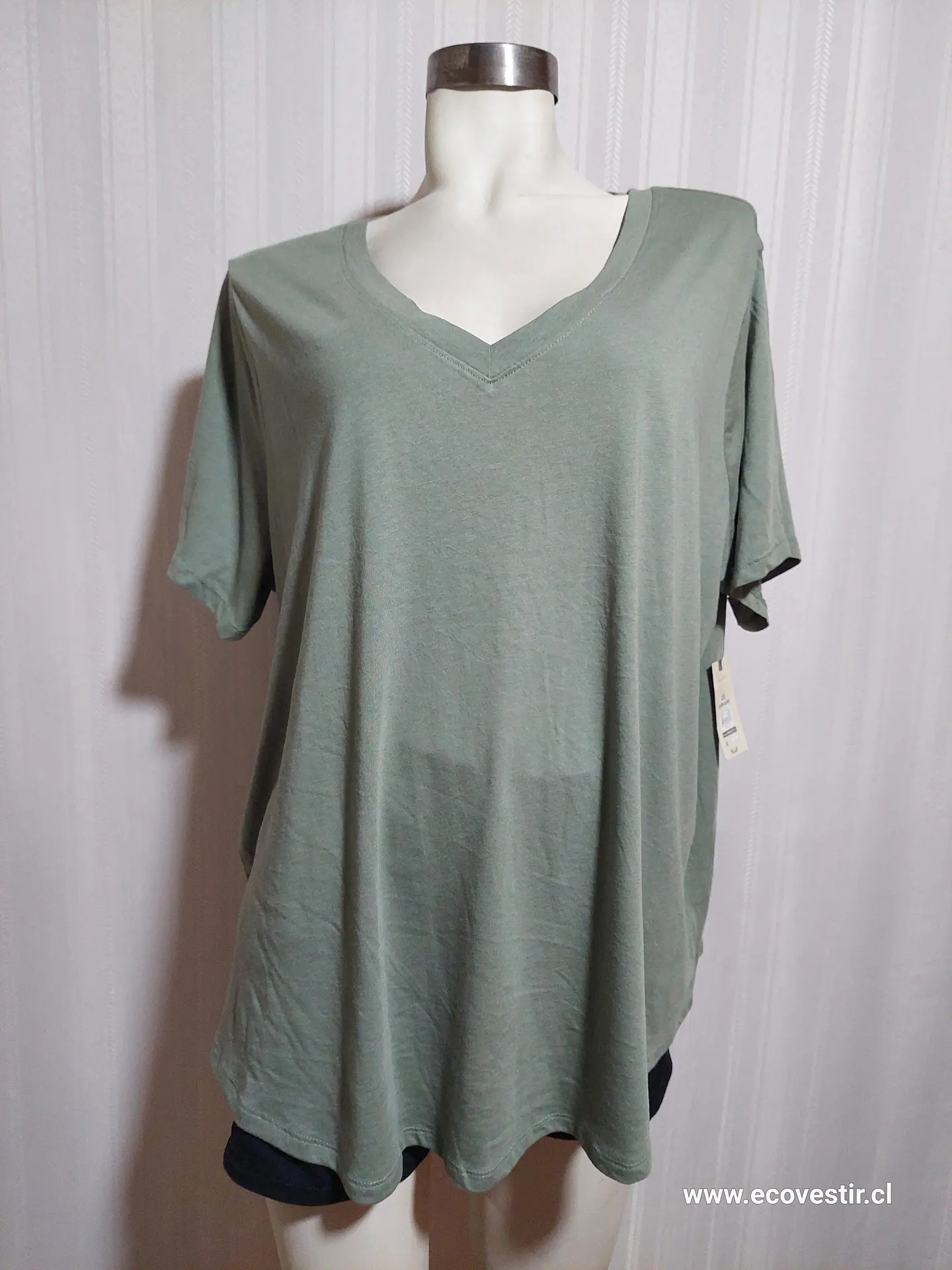 Polera Manga Corta Verde Terra & Sky Talla 2X 3