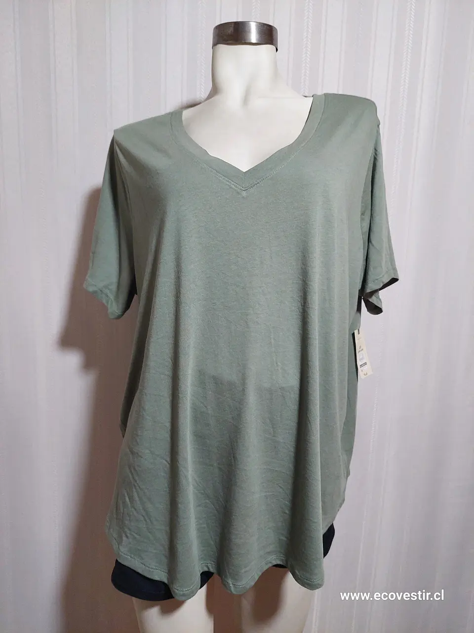 Polera Manga Corta Verde Terra & Sky Talla 2X 3