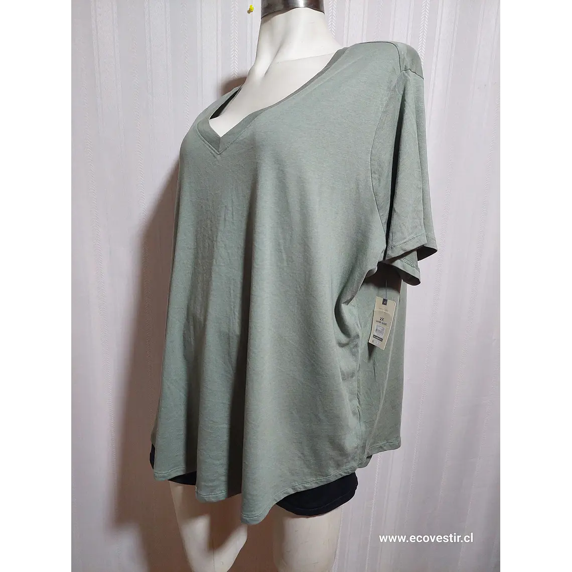 Polera Manga Corta Verde Terra & Sky Talla 2X 1