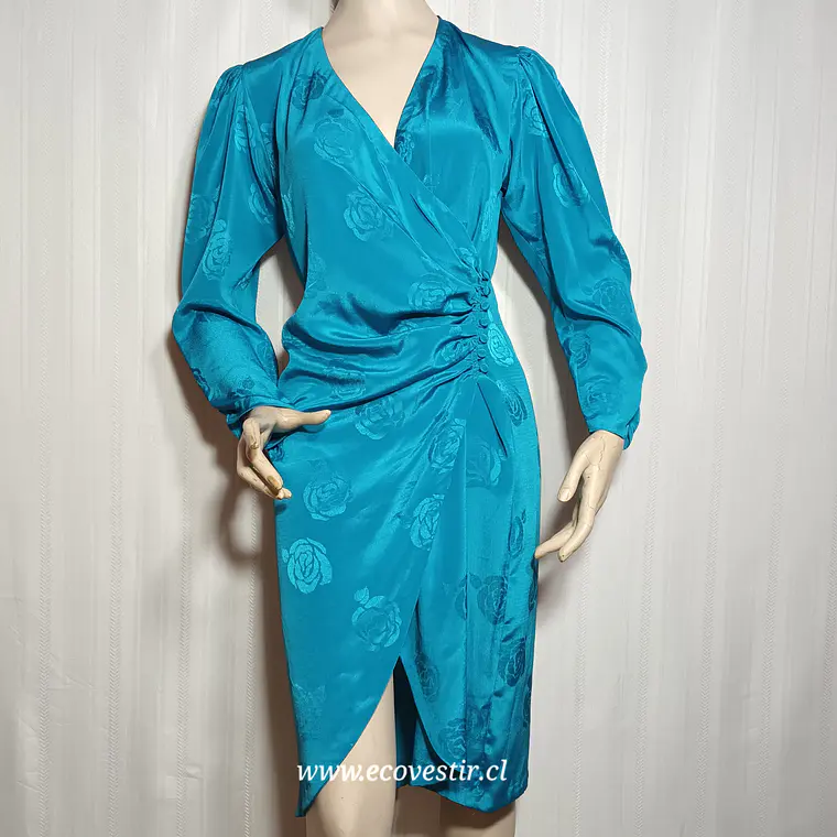 Vestido Cruzado Midi Billy Jack Fortter Azul Turquesa Talla 7-8 1
