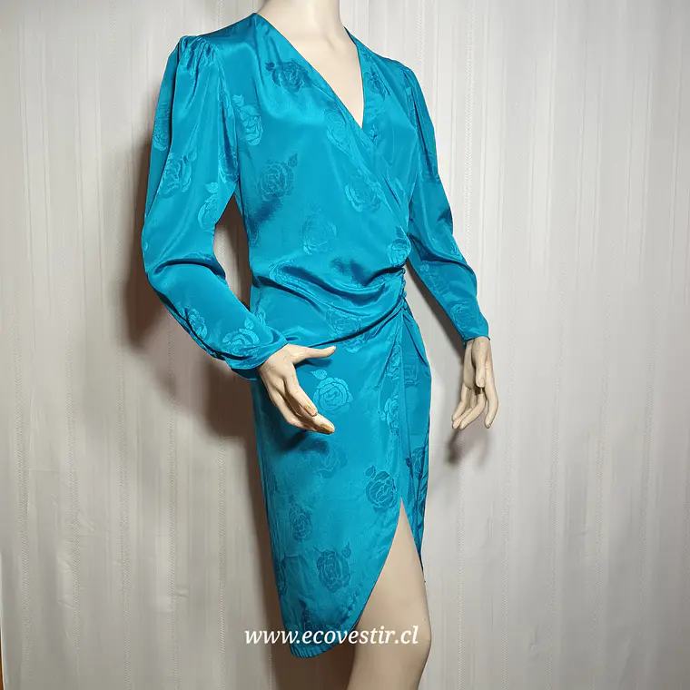 Vestido Cruzado Midi Billy Jack Fortter Azul Turquesa Talla 7-8 2