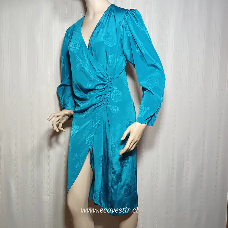 Vestido Cruzado Midi Billy Jack Fortter Azul Turquesa Talla 7-8 3