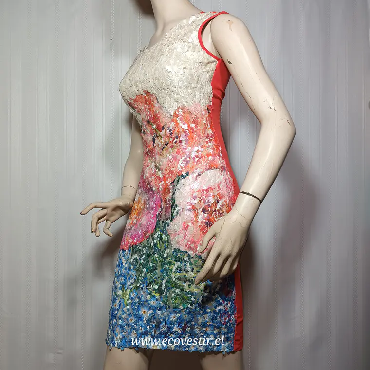 Vestido Corto de Lentejuelas Rosado Sandro Ferrone Talla 40 3