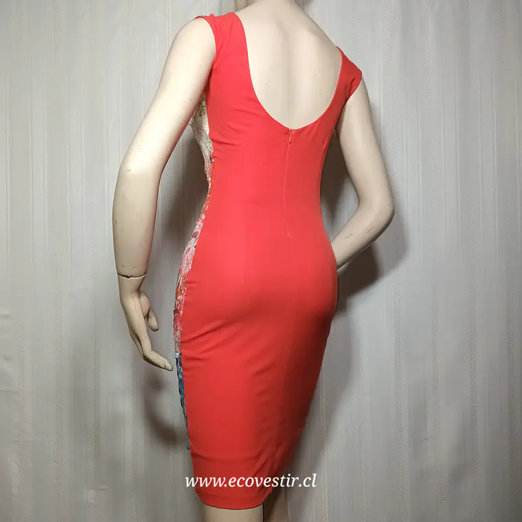 Vestido Corto de Lentejuelas Rosado Sandro Ferrone Talla 40 4