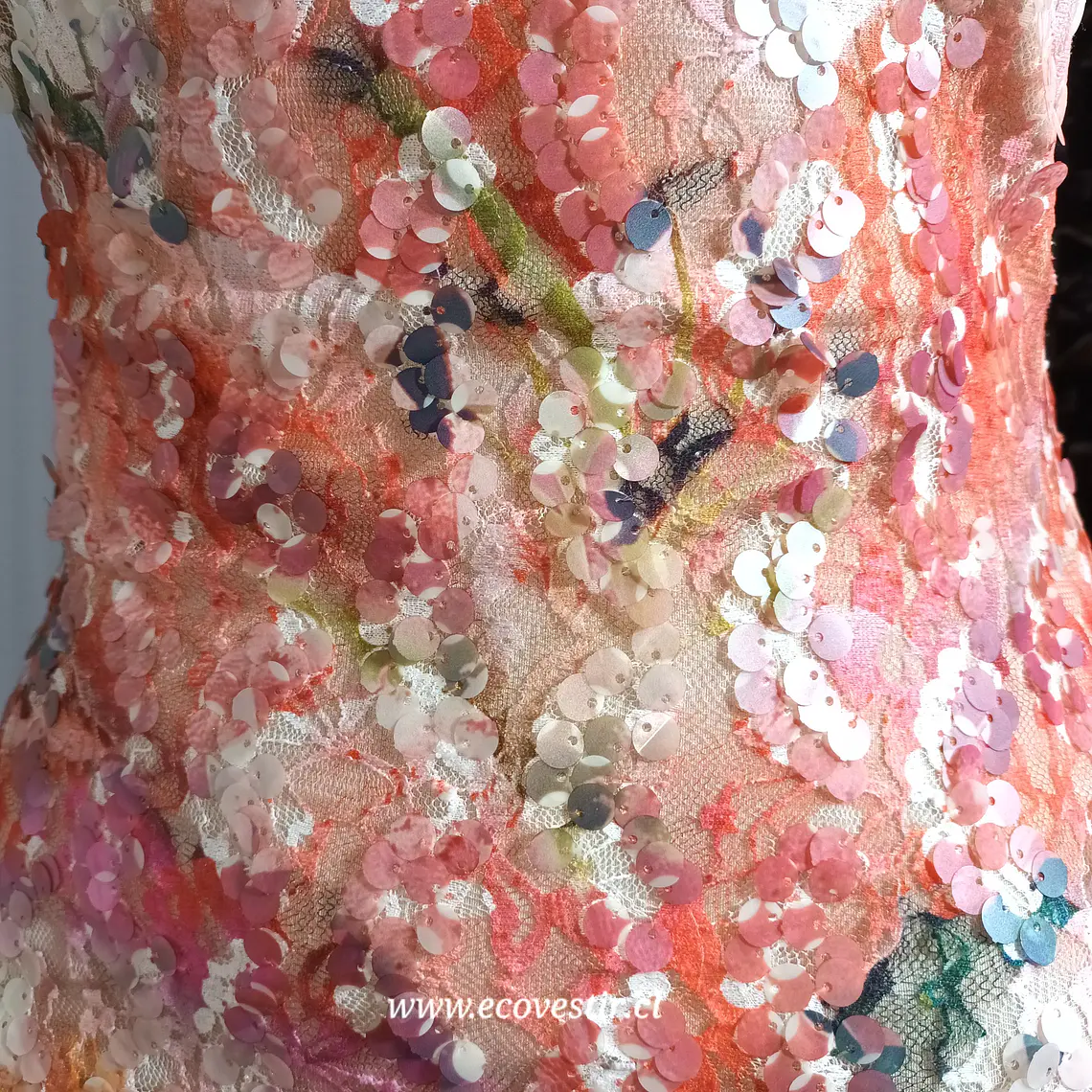Vestido Corto de Lentejuelas Rosado Sandro Ferrone Talla 40 5