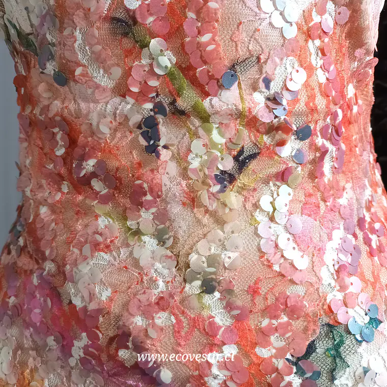 Vestido Corto de Lentejuelas Rosado Sandro Ferrone Talla 40 5