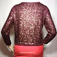Chaleco Abierto Lentejuelas SOSOIRE Burdeo Talla S   - Miniatura 4