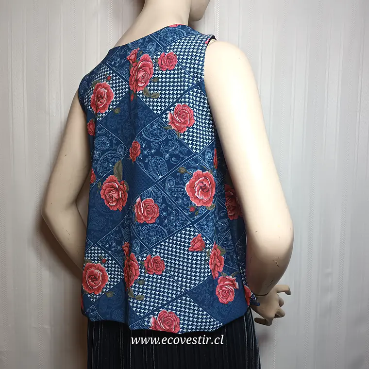Blusa Sin Manga Floreada Today Azul Talla M 4