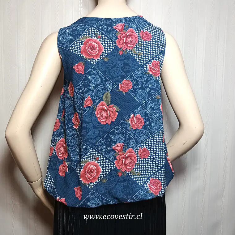 Blusa Sin Manga Floreada Today Azul Talla M 5