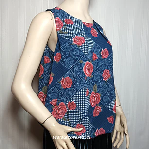 Blusa Sin Manga Floreada Today Azul Talla M