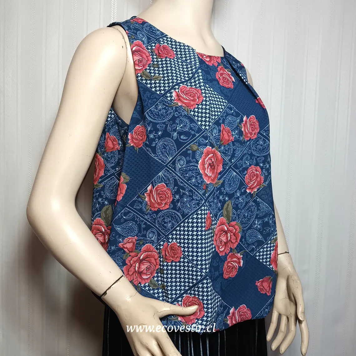 Blusa Sin Manga Floreada Today Azul Talla M 1