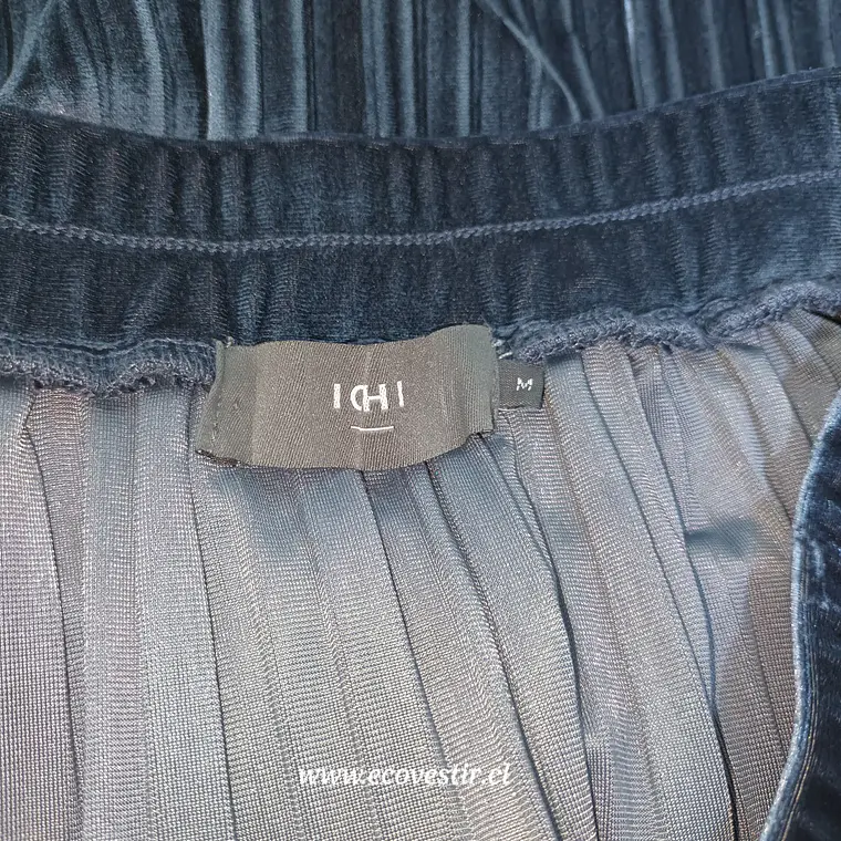 Falda Plisada de Terciopelo Gris ICHI - Talla M 4