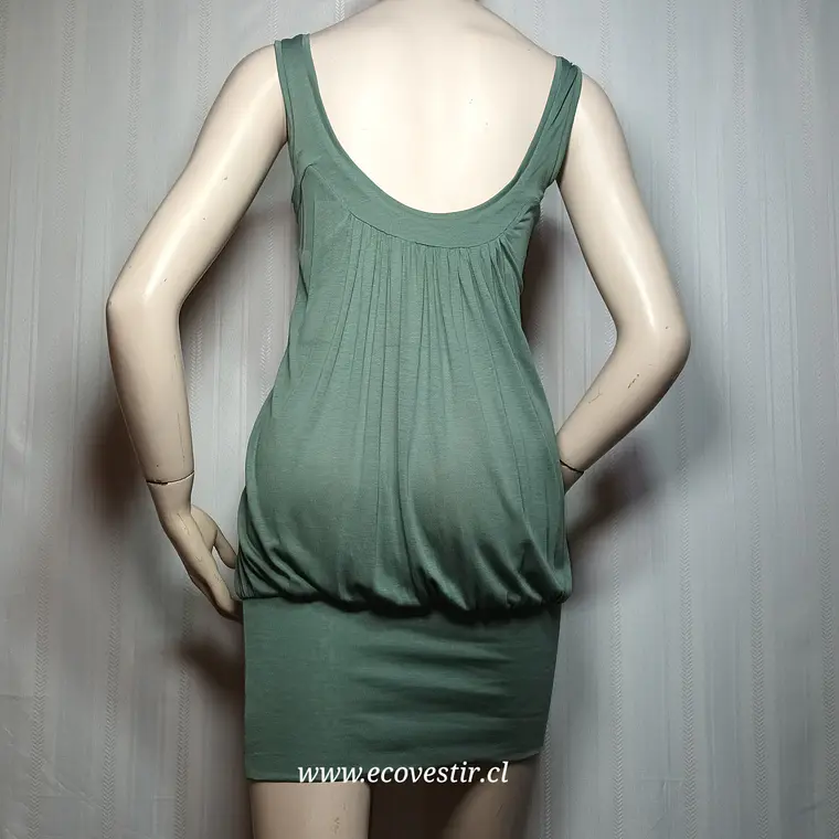 Vestido Mini Drapeado Verde Oliva Stig P Lyocell 100%   4