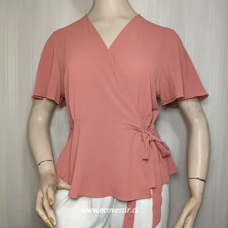 Blusa Cruzada Estilo Wrap Rosada – Monteau Talla XL 2