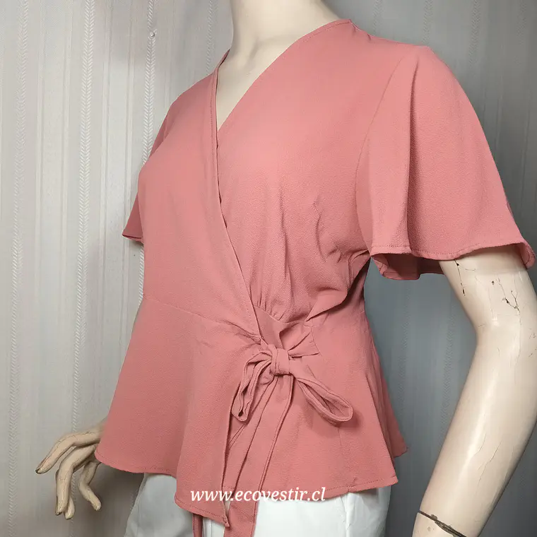 Blusa Cruzada Estilo Wrap Rosada – Monteau Talla XL 3