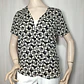  Blusa Zara Basic con Estampado Geométrico Blanco y Negro Talla M  - Miniatura 2