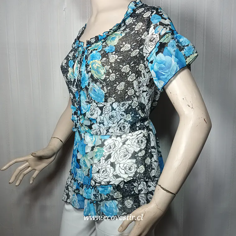 Blusa Chifón Semitransparente Multicolor ME & ME Talla M 3