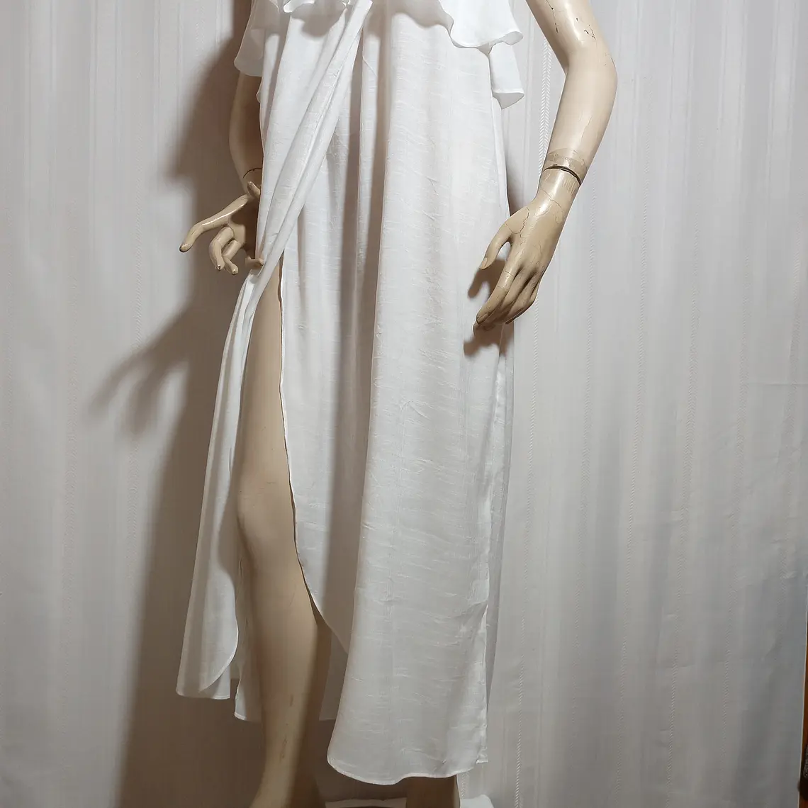 Vestido Playero H&M Blanco Strapless Cruzado-Volante Talla M 3